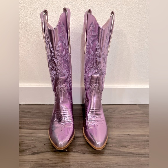 Free People Inspired Metallic Light Pink/Purple Cowboy Boots! Size 37/6.5 - Picture 1 of 4